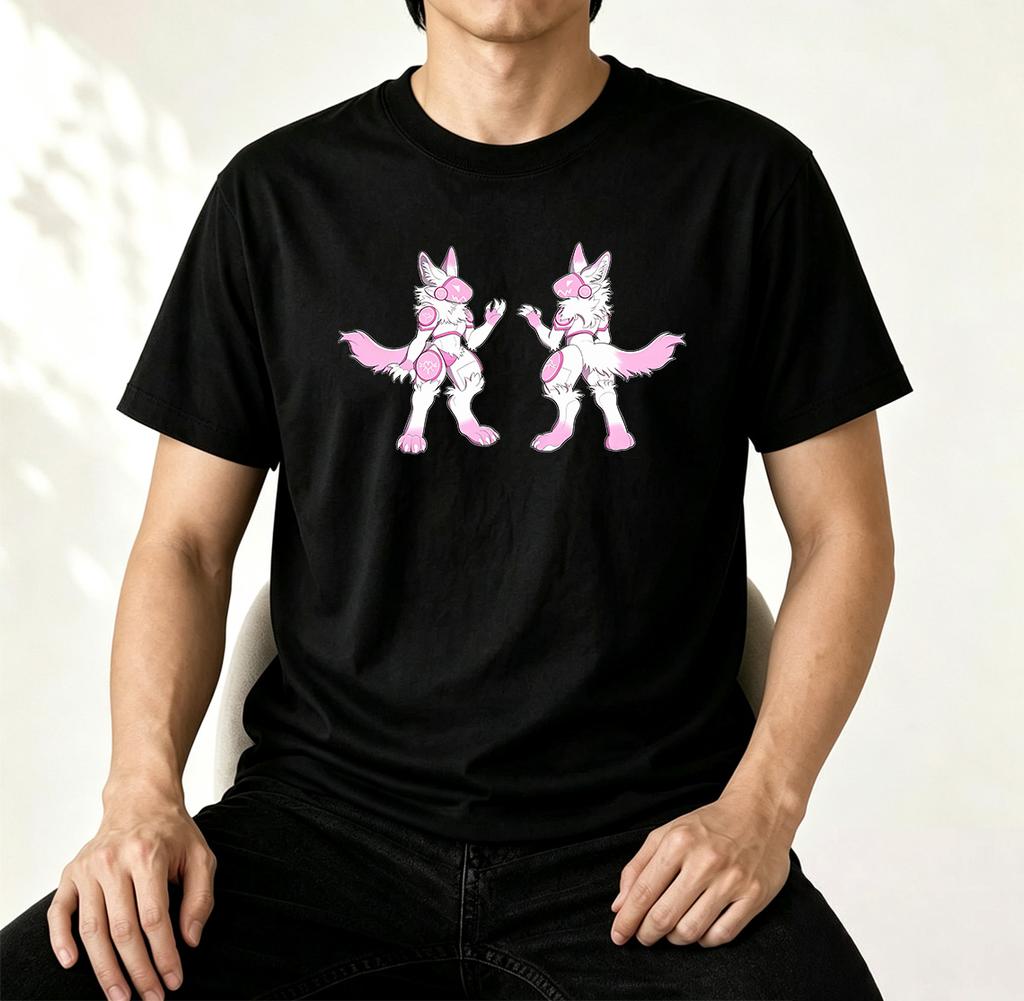 Groovy Protogen Brust Linienzeichnung Anime Grafik Unisex T-Shirt Streetwear Y2K Furry Cosplay Ästhetik Cyber Kawaii Gamer Kleidung T-Shirt