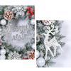 Xmas Wreath for Front Door 15.7 Inch Snow Flocked Artificial Xmas Wreath with Red Berries and Pine Cones for Winter