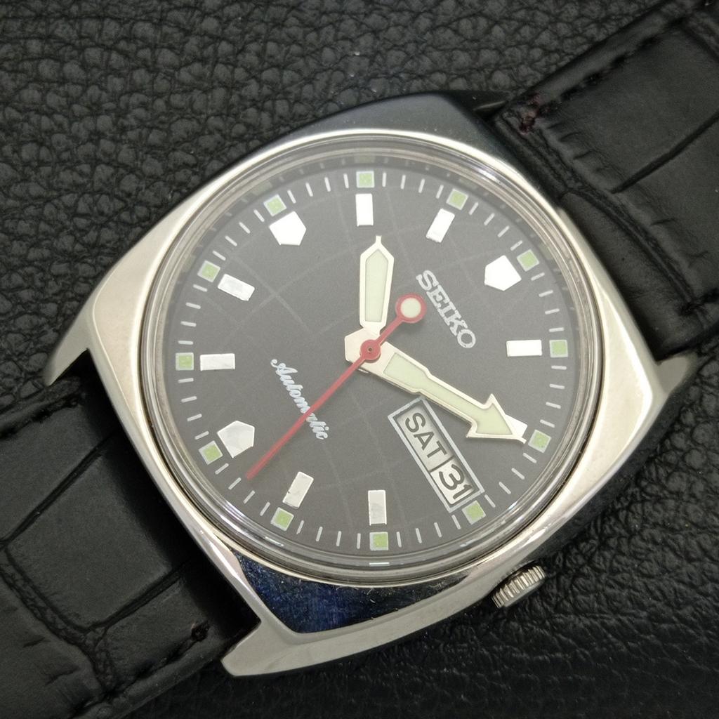 Seiko VINTAGE AUTOMATIK 6309A JAPAN HERREN SCHWARZES ZIFFERBLATT UHR a700549-5 R203-a700549
