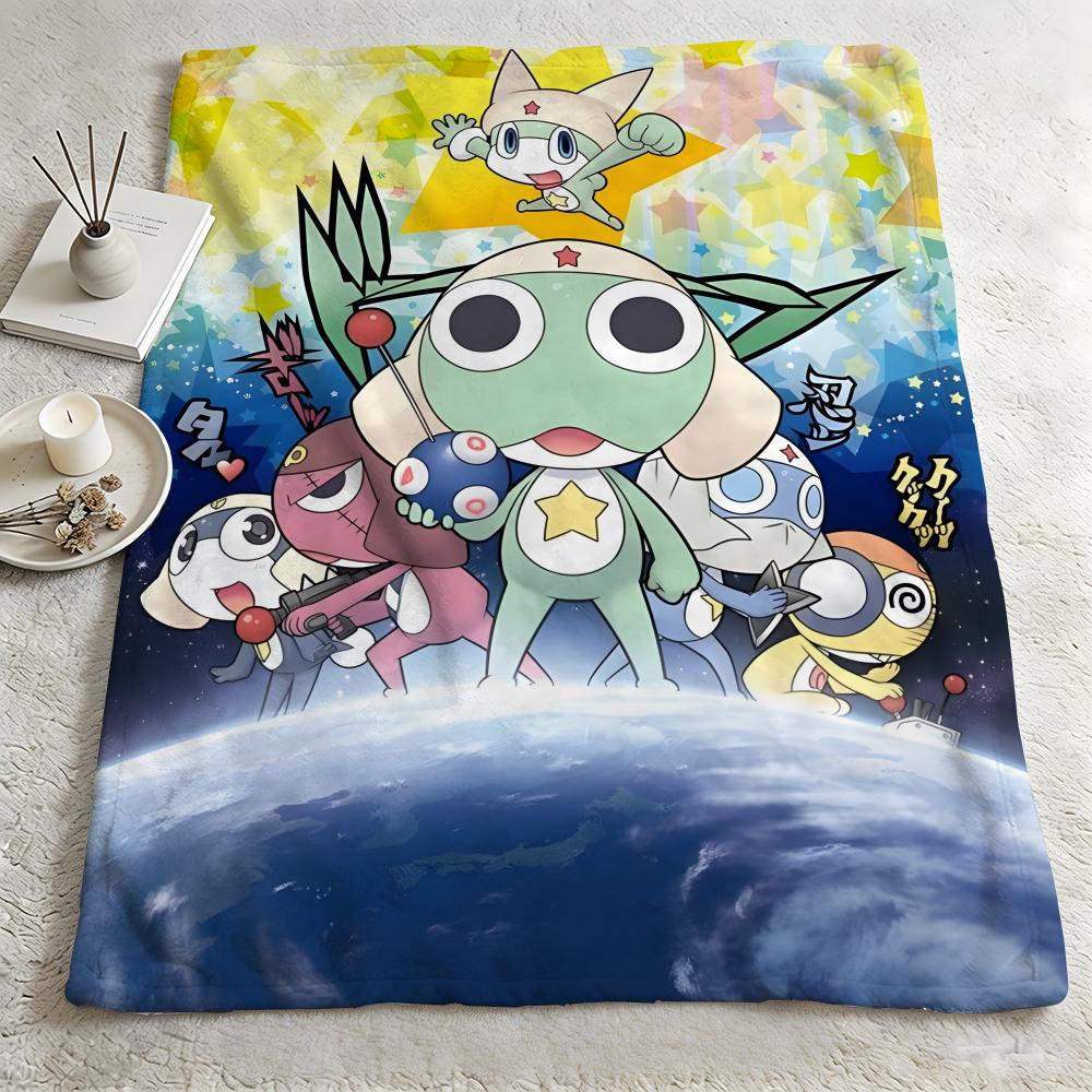 Anime K-Keroro Gunso-o Throw Warm Soft Flannel Blanket, Multi-use for Sofa Bed Camping Travel Nap