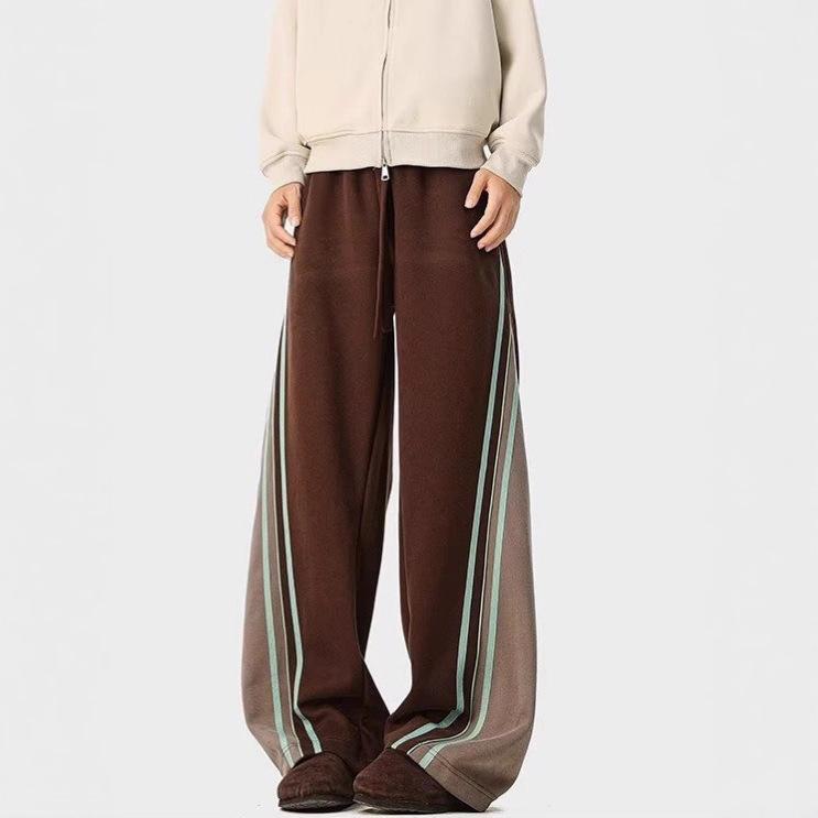 American contrasting striped sweatpants men's and women's autumn tide brand hiphop casual trousers retro loose wide-leg trousers