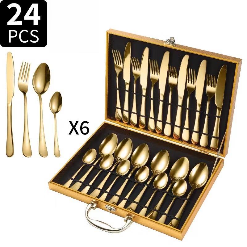 Golden Bamboo-Style Cutlery Set