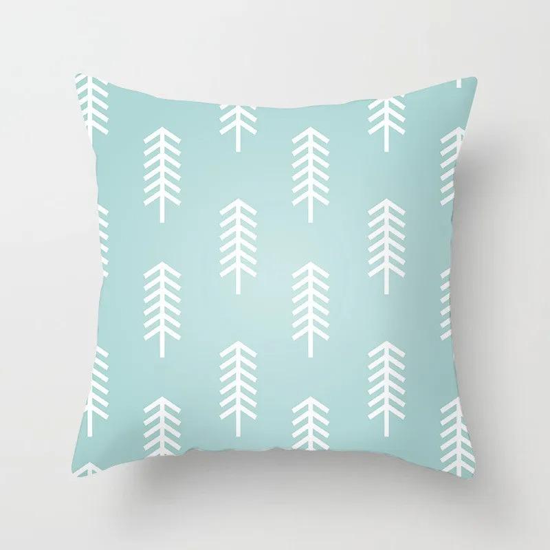 Mint Green Series Cushion Cover Home Living Room Sofa Decoration Geometric Print Pattern Square Pillowcase Bedroom Room