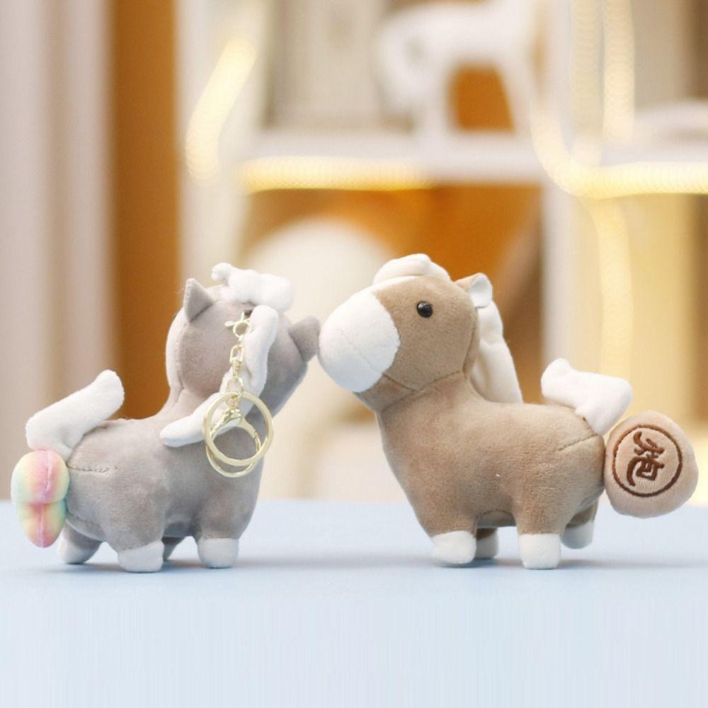 Cute Pullable Plush Horse Pendant Mascot Dolls Plush Horse Doll Pendant Car Decoration