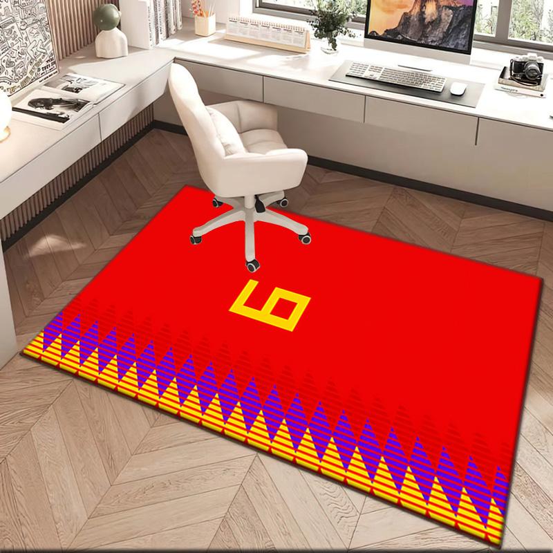 1pc Red Sports Jersey Number Design Carpet Rug for Living Room Bedroom Home Sofa Decoration,Kids Play Non-slip Floor Mat