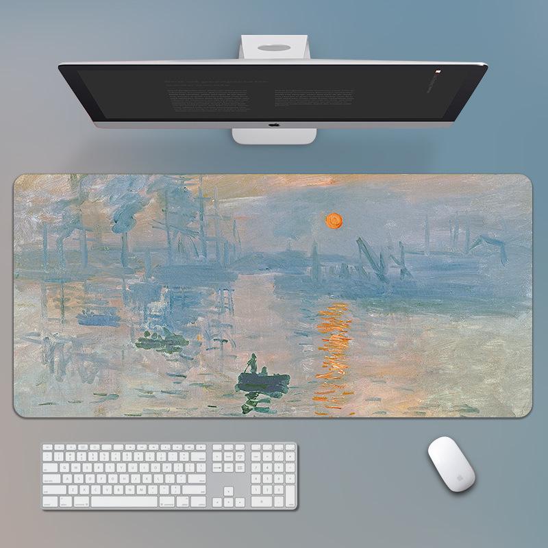 Gogh Oil Painting Van Landscape Mouse Pad Extra Large Nonslip Desk Mat With Precision Stitched Edges