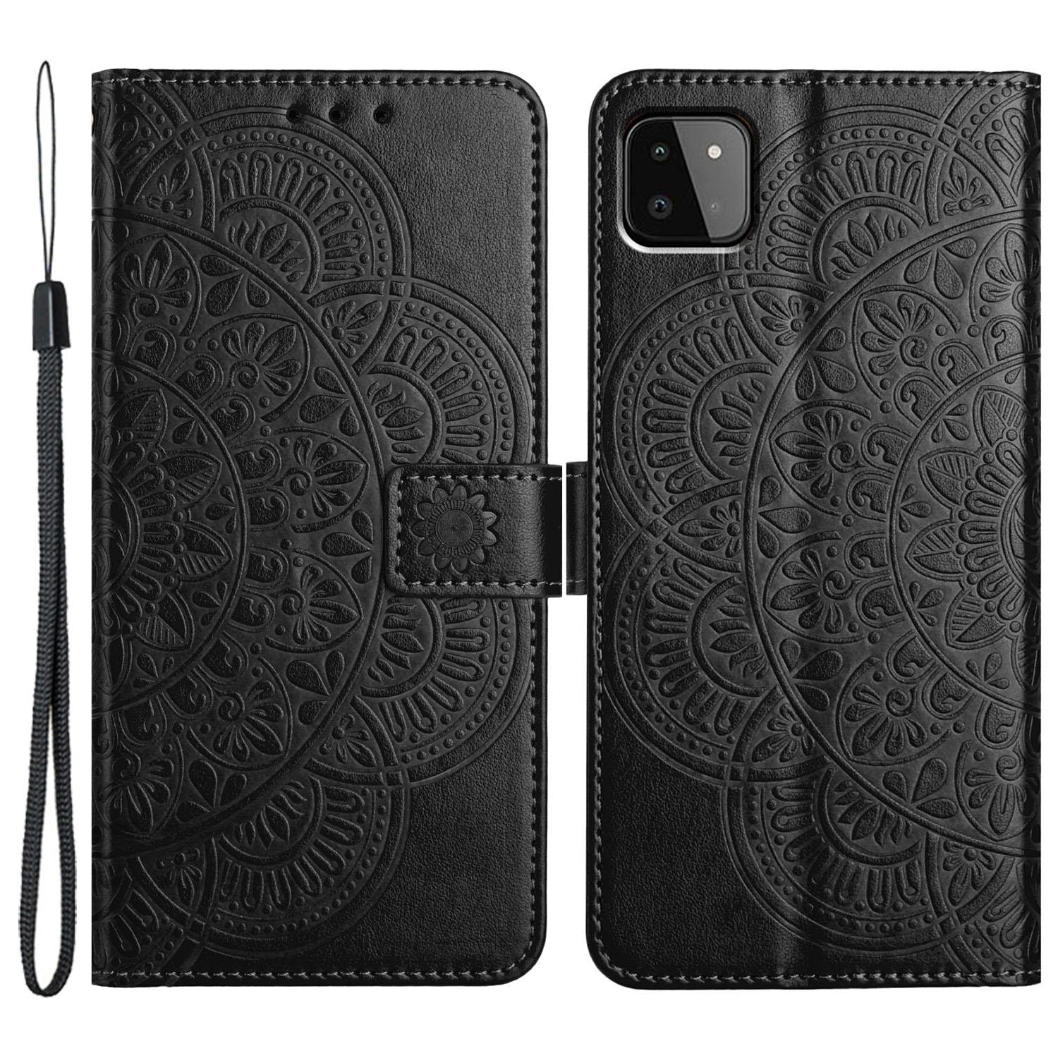 

For Samsung Galaxy A22 5G (EU Version) Case PU Leather Phone Cover Stand Wallet Black