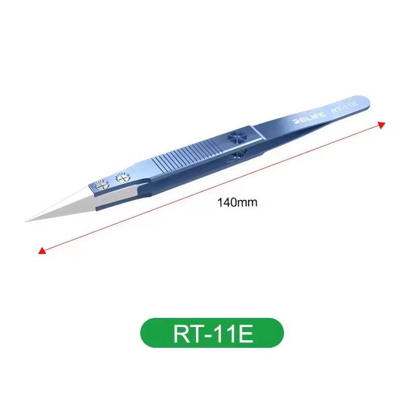

RELIFE RT-11E/RT-15E precision titanium alloy anti-static ceramic tweezers can bear 1000 ° ceramic head titanium alloy tweezers RT-11E straight