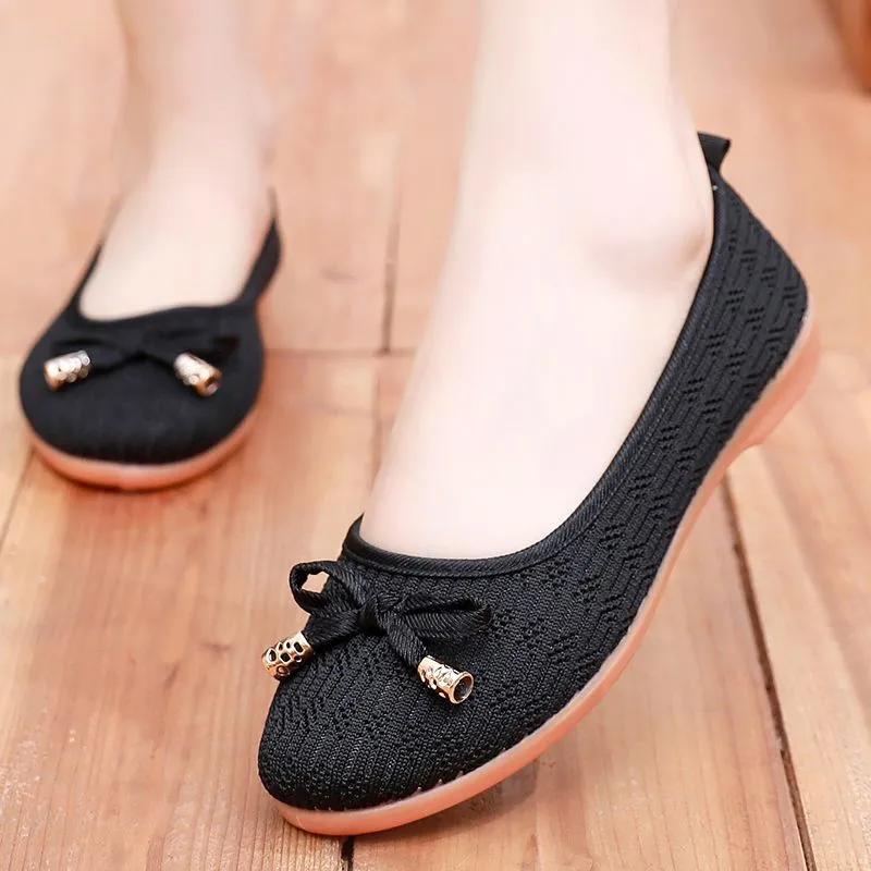 Women Cute Light Weight Anti Skid Red Retro Chinese Traditional Anti Skid Flat Shoes Lady Casual Comfort Shoes Ab506
