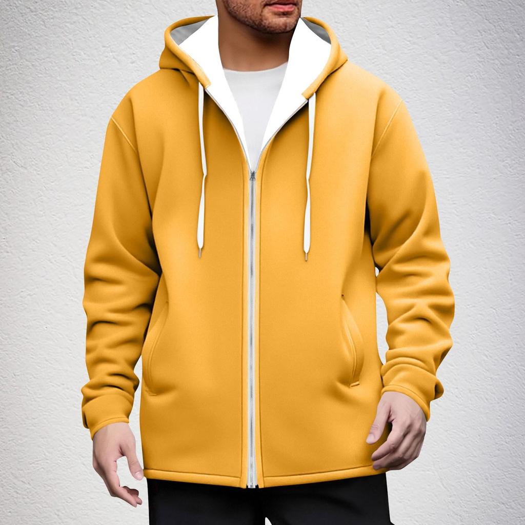 Felpa con cappuccio e zip casual da uomo con tasche