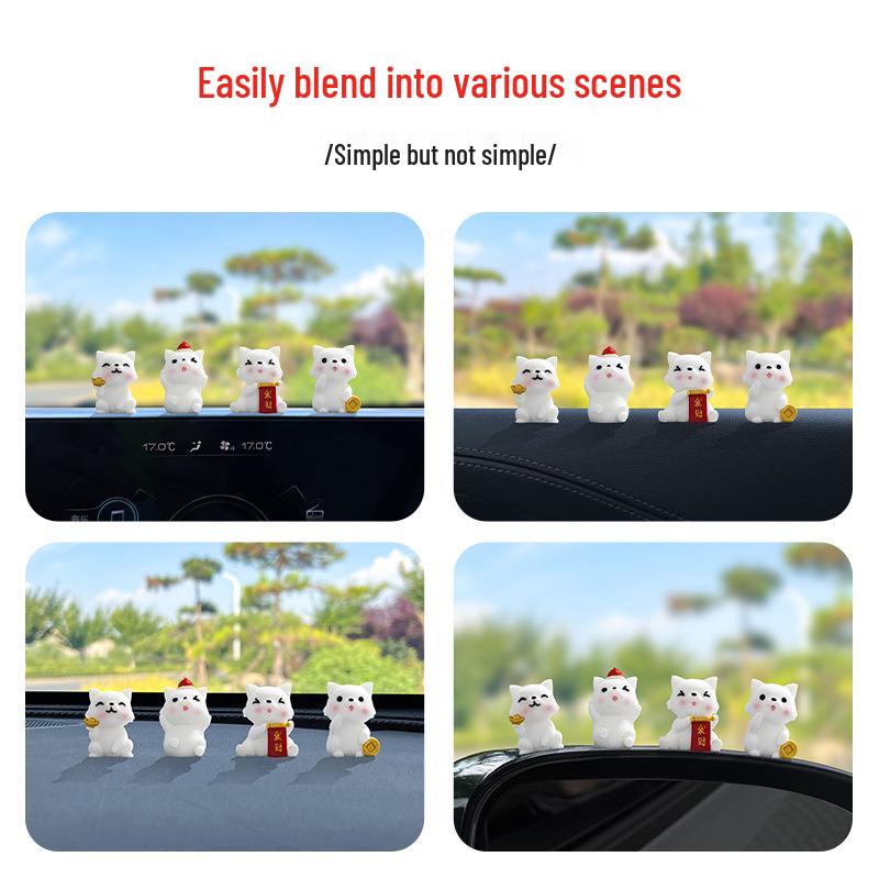 Charming Fortune Puppy Car Dashboard Ornament - Cute Interior Decoration Accessory