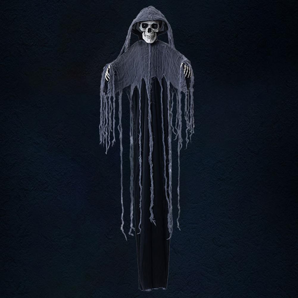 Spooky Ghost Prop with Robe Spooky Led Light Hanging Ghost Skull Ornaments for Halloween Party Decor Haunted House for Indoor