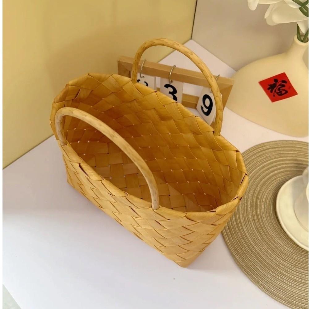 With Handle Bride Flower Basket Sundries Organizer Picnic Basket Vintage Hand-Woven Basket Gift