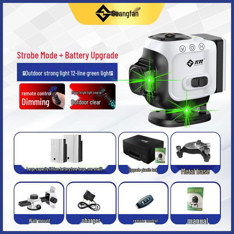 

Guangfan High Precision 12-Line Green & Red Light Infrared Level Meter for Outdoor Use