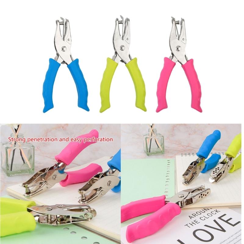 Handheld Single Hole Punch 6mm Hole Puncher 8 Sheets Capacity for Punching Paper Cardstock, Single Hole Paper Punch