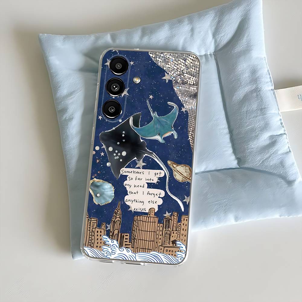 Manta Ray Ocean Animal Phone Case For Samsung S30,23,21,22,20, FE lite,S10,9,8,7 PIus Note20ultra Transparent