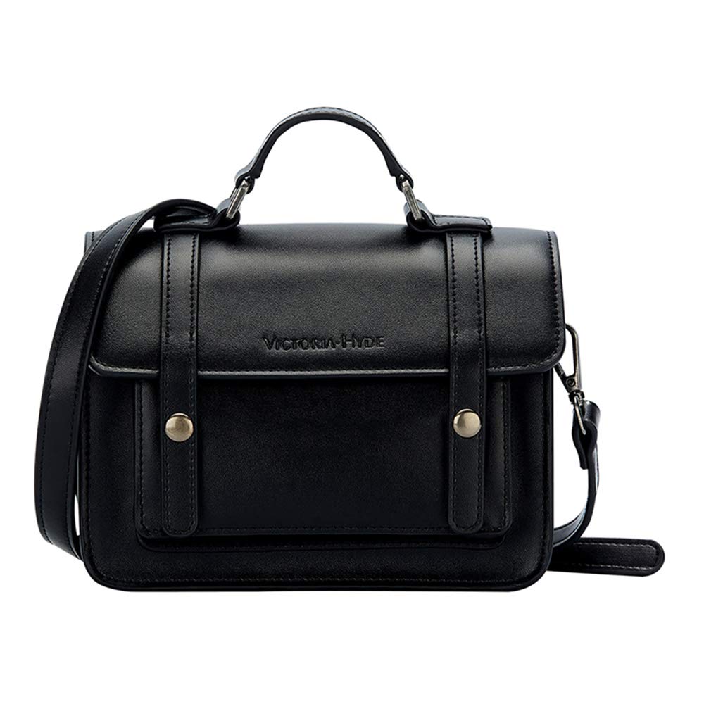 

Shoulder bag for genuine for crossbody satchel popular for top handle bag [VICTORIA HYDE] women, leather, simple, commuting, bag, retro, bag, 3-way, чорний