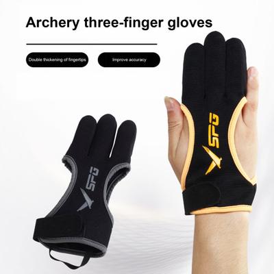 Archery Finger Tab Glove Faux Leather Three Finger Protector Hand Guard Shoot Hunting Protective Gear Accessories for Recurve Compound Bow