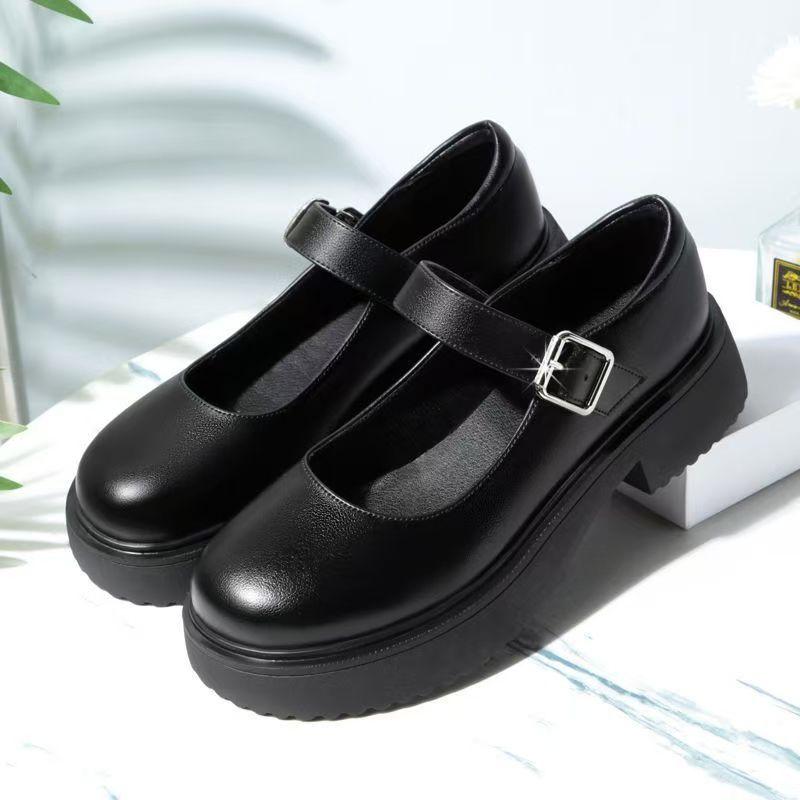 Black Work Shoes Women's Spring and Autumn Leather Shoes Are Not Tired After Standing for a Long Time Women's Shoes with Soft Soles and Comfortable
