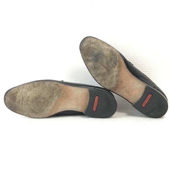 80s-90s Vintage Made In England Grenson Woven Leather Coin Loafer Moccasin 8 / 26.5cm / Black Dress Shoes(USED)