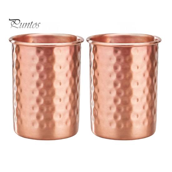 Handgesmeed Metalen Tumbler Gehamerd Roestvrij Staal Beker, met Stabiele Basis, Duurzaam Langdurige Beker Herbruikbaar Drinkglas, Gemakkelijk te Onderhouden Koper