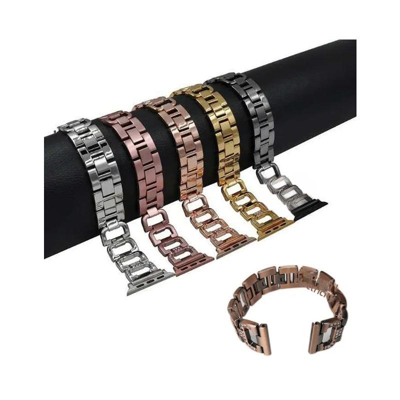 Fashion Simple D Strap for Apple Watch38/40/41mm 42/44/45/49mm Diamond Encrusted Chain Metal Strap Removable