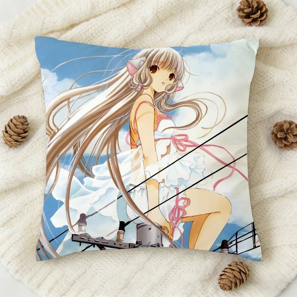 Anime C-Chobits Kawaii Girl Cute Double-Sided Printed Square Decorative Cushion Cover For Sofa Living Room Home Decor