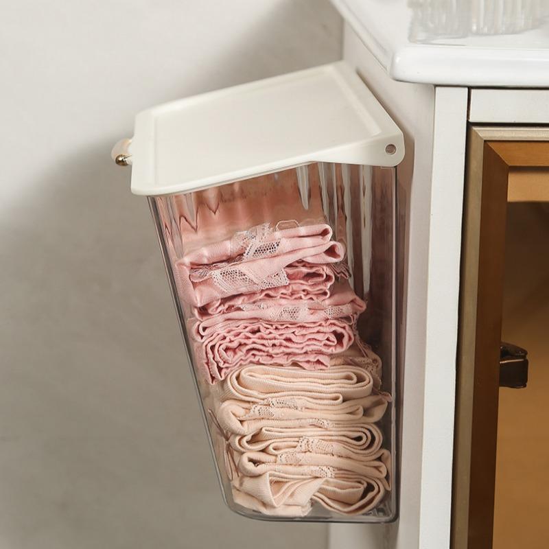Bathroom Underwear Storage Boxes Punch-Free Wall Mounted Dirty Clothes Sock Basket Sundries Organization Box Home Plastic Shelf