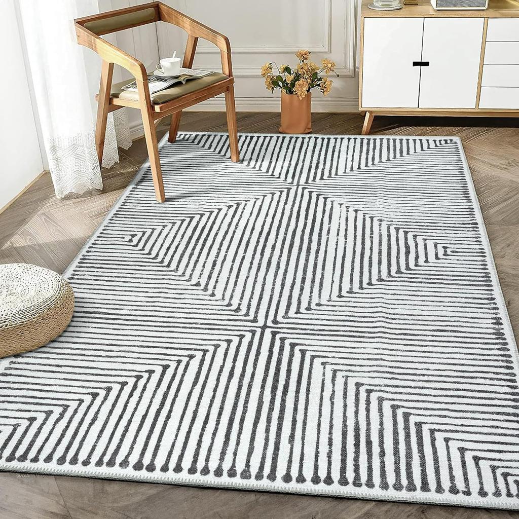 Spot Modern Striped Living Room Carpet Nordic Minimalist Style Bedroom Bedside Carpet