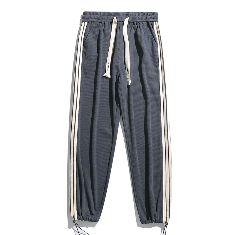 

Pants Men s Spring and Autumn New Men s Striped Elastic Casual Sports Nine-Point Pants Tide Tie Feet Loose Sweatpants 4XL