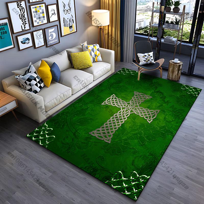 Celtic cross spiritual design green carpet Yoga living room room decor children's crawling mat doormat area rug games mat