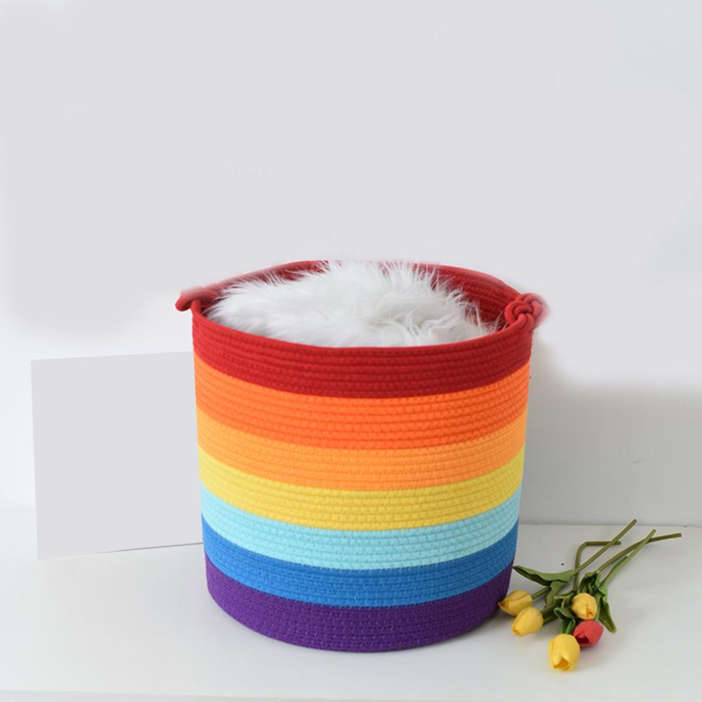 Bunter Baumwollseil Aufbewahrungskorb Handgefertigte Körbe Aufbewahrungsbox Praktische Aufbewahrungskörbe für Bürobedarf