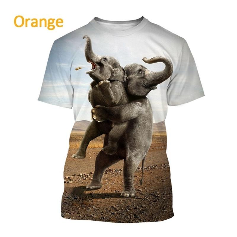 Pánské ležérní tričko s kulatým výstřihem Animal Elephant Fun s krátkým rukávem Nové letní slon 3D tisk Unisex tričko s kulatým výstřihem