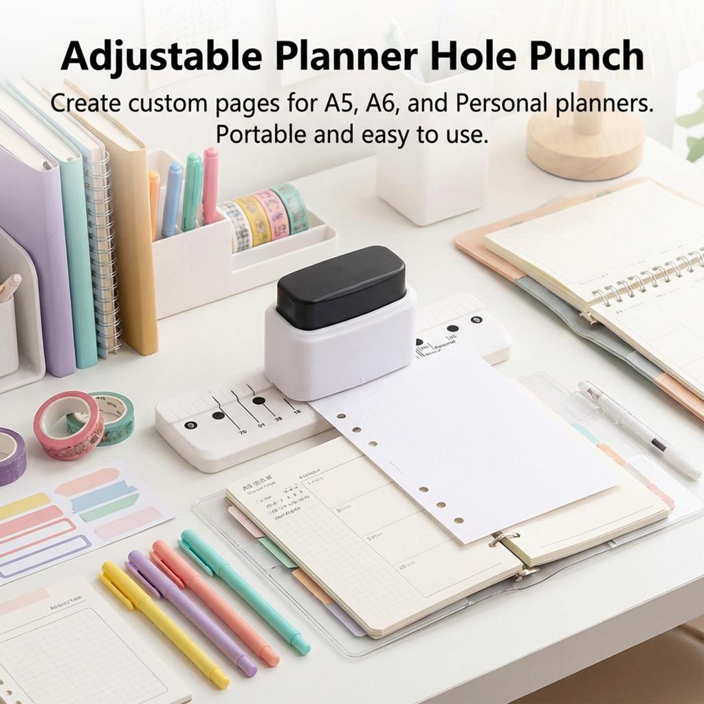 3-Hole Punch Handheld Metal And Plastic No-Paper-Shred Design For B5 Paper