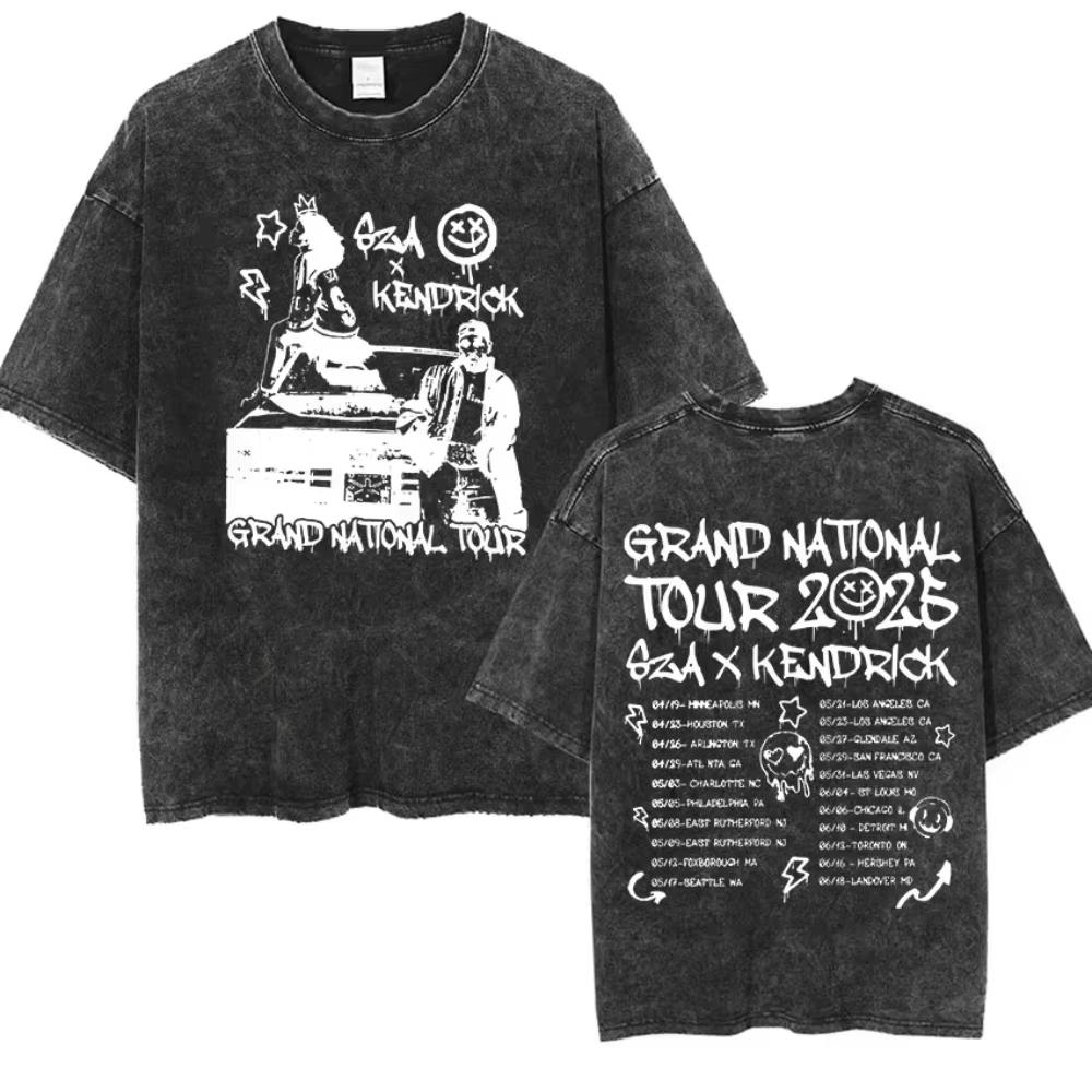 Kendrick Lamar They Not Like Us Tour 2026 Maglietta Merch da Uomo Vintage Lavata a Maniche Corte Materiale Traspirante Nessuna Sensazione di Soffocamento nella Calda Estate