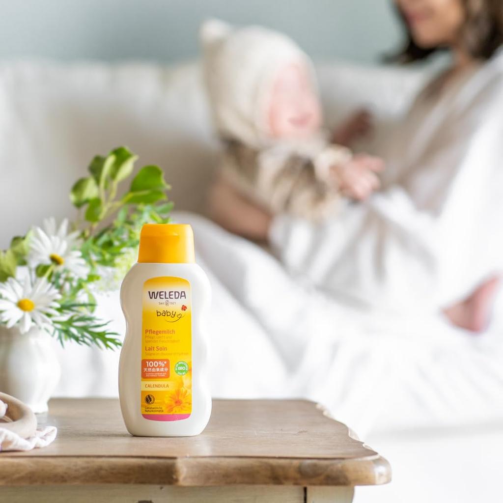 WELEDA Calendula Baby Milk Moisturizing Emulsion for the Whole Moisturizing and Hydrating for Delicate Gentle Herbal Naturally Derived Organic