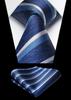 [HISDERN] Blue Men's Formal Business Tie and Pocket Square Set, Striped Pattern, Perfect for Weddings, Job Interviews, Entrance Ceremonies,