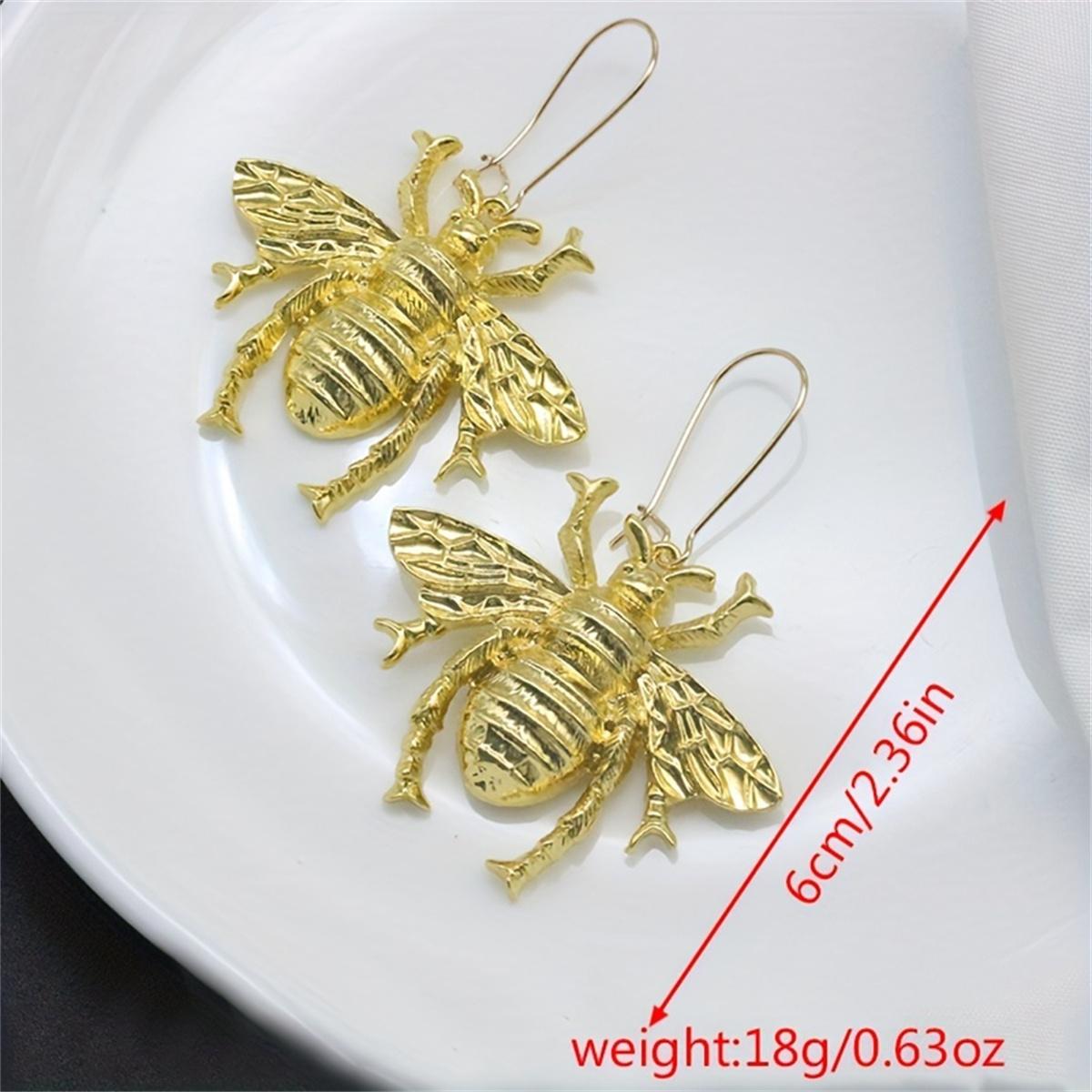 Креативные серьги в виде насекомых золотистого цвета в виде пчелы для женщин — фото 6
