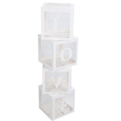 4Pcs Balloon Box Transparent Case with Letters Home or Party Decoration Design Accessories