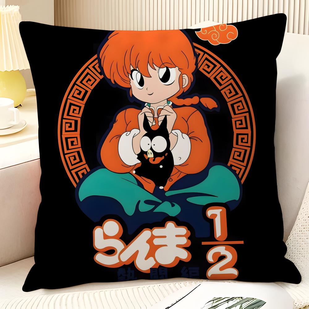 Cartoon Comic P Chan R-Ranma ½ 3 Pillow Case Natural Linen Organic Fabric Double-Sided Printing Sofa Home Decor Gift Pillow Case