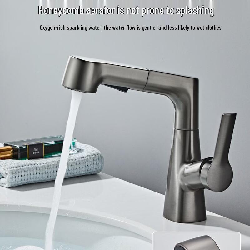 TLXT Liftable Pull-Out Bathroom Basin Faucet
