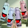 1PC Big Smile Tongue Out Face Print 750ml Color Plastic Sports Water Bottle Leakproof Flip Straw Lid Suitable for Sports Office Home Use
