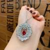 Jewelry Ring Female Simulation Red Corundum Shining Full Diamond Pendant Ring Set