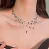 Fashion Crystal Tassel Necklace Light Luxury Rhinestone Jewelry Water Drop Shining Choker  Women