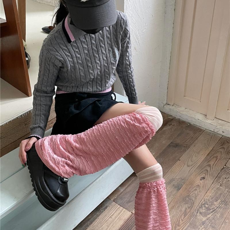Campus Style Leg Warmers Gothic Ruffle Long Socks Leggings Gaiters Autumn Winter Flare Cuffs Ankle Heaps Socks