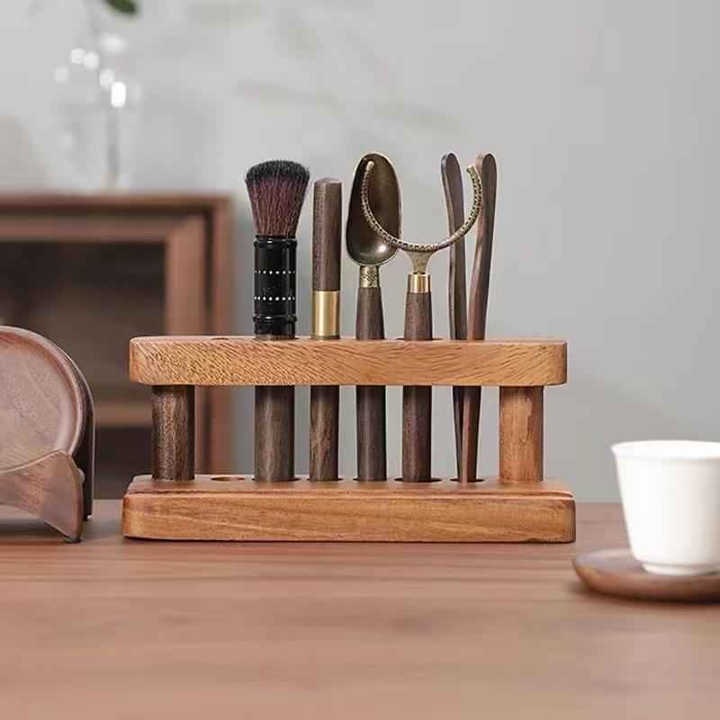 Walnut Pen Holder Kung Fu Tea Set Shelf Storage Rack Six Gentlemen Shelf Accessories