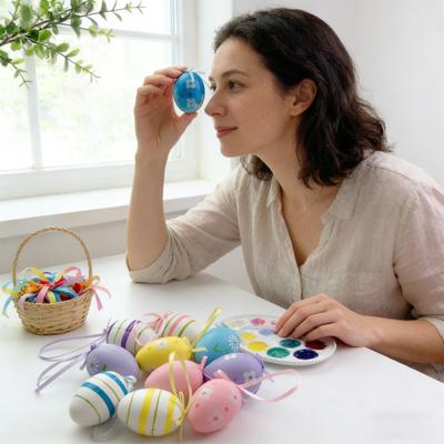 12 τεμάχια Παιχνίδι Ζωγραφικής Αυγών DIY για Πολύχρωμα Πλαστικά Πασχαλινά Αυγά για το Σπίτι Παιδικά Πασχαλινά Είδη