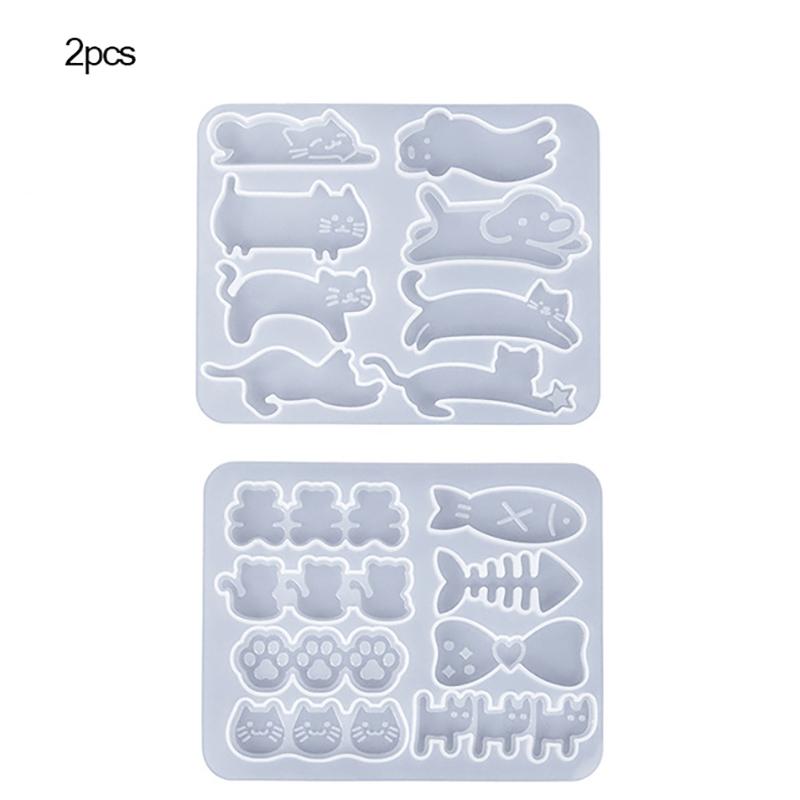 

2 шт. Силиконовая форма для заколки для волос серии «Животные-капельницы», сделай сам, Подвеска для серег в виде котенка, Форма для серег 2pcs