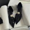 Black Pointed Toe Ladies Shoes Flower Decoration Zapatos Mujer  New Fashion Buckle Strap Sapato Feminino Cozy Women Flats