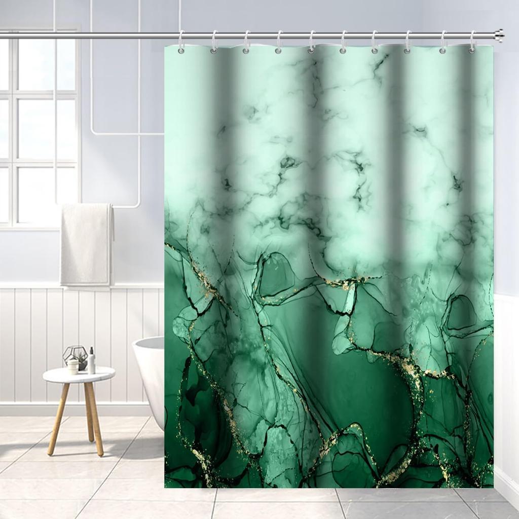 Purple Marble Shower Curtain for Bathroom, Abstract Waterproof Fabric Curtain Set with 12 Hooks, 71x71 Inches
